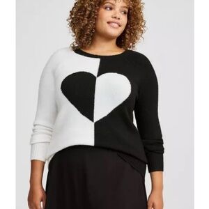 Torrid Black and White Heart Sweater